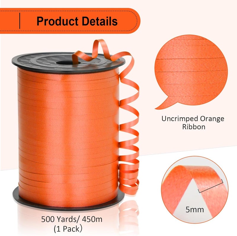OMISELIO Orange Curling Ribbon - 500 Yard, 3/16" Gift Wrap Ribbon for Halloween, Christmas - Image 5